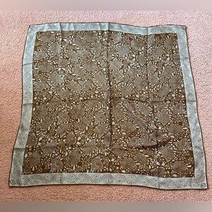 Vintage Vera Pure Silk Hand Rolled Scarf Musty Floral Abstract Blue Brown